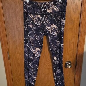 Constantly Varied Gear Marble Leggings - Blue and Gold